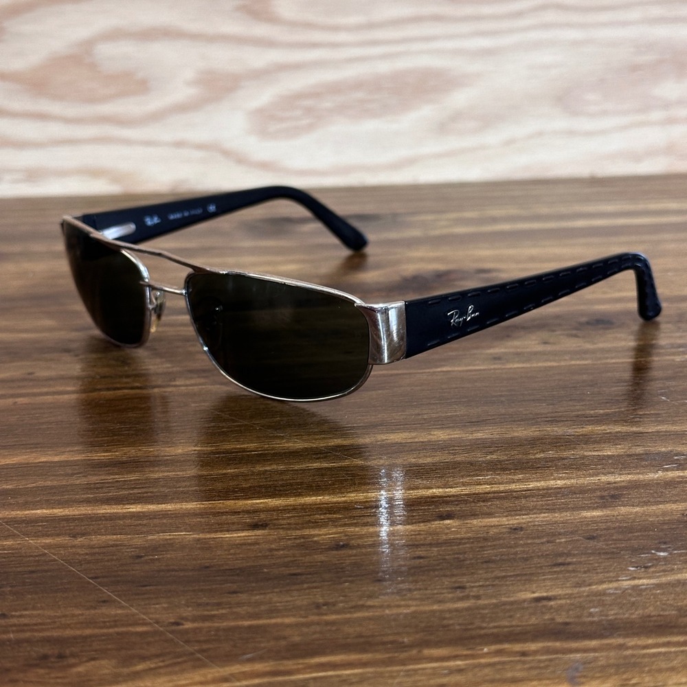 Ray-Ban RB3052 Sunglasses Mens Black W3181 Wrap Made In Italy Original Lenses